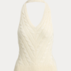 Custom Women's Wool Cable-Knit Halter Cream Knit Tank Top - view 2