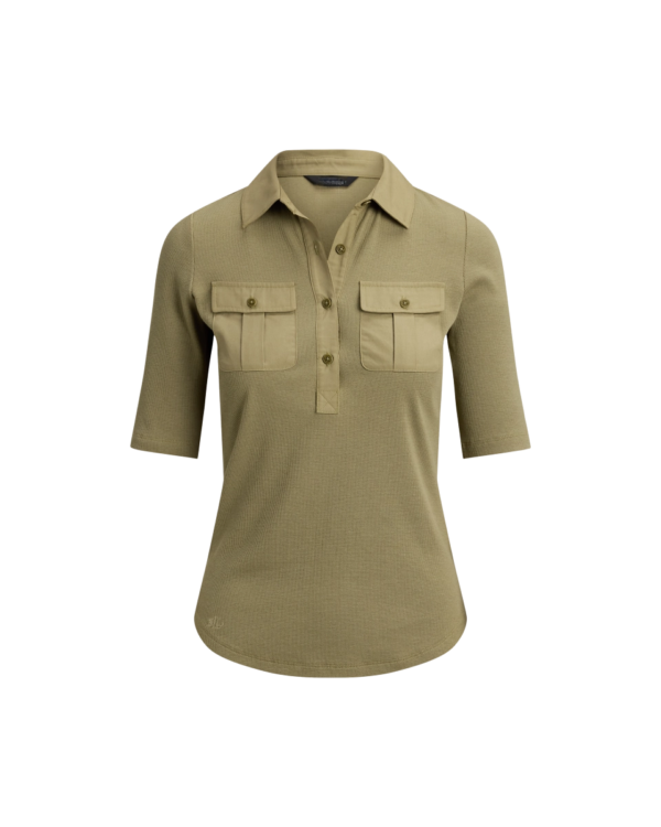 Custom Women's Polyester Blend Slim-Fit Olive Polo Shirt - view 3