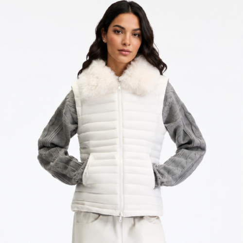 Custom Women's Down Filled Quilted Oversized Off-White Puffer Jacket