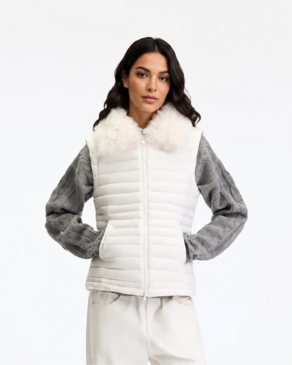 Custom Women's Down Filled Quilted Oversized Off-White Puffer Jacket