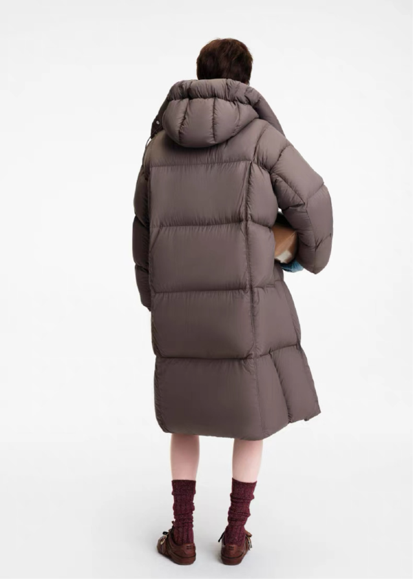 Custom Women's Down Filled Quilted Oversized Brown Puffer Jacket - view 2