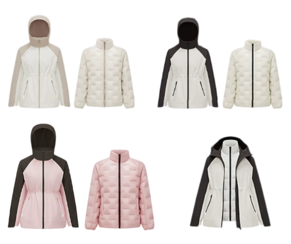Custom Women's Down Filled Contrast Color Cropped Puffer Jacket - view 4 Custom Women's Down Filled Contrast Color Cropped Puffer Jacket - view 4