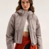 Custom Women's Down Filled Cropped Pink Puffer Jacket Custom Women's Down Filled Cropped Pink Puffer Jacket