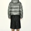 Custom Women's Down Filled Quilted Oversized Charcoal Puffer Jacket - view 3