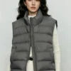 Custom Women's Down Filled Quilted Oversized Slate Grey Puffer Jacket