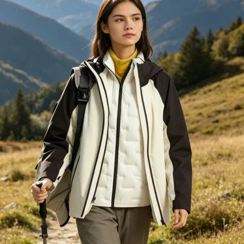 Custom Women's Down Filled Contrast Color Cropped Puffer Jacket