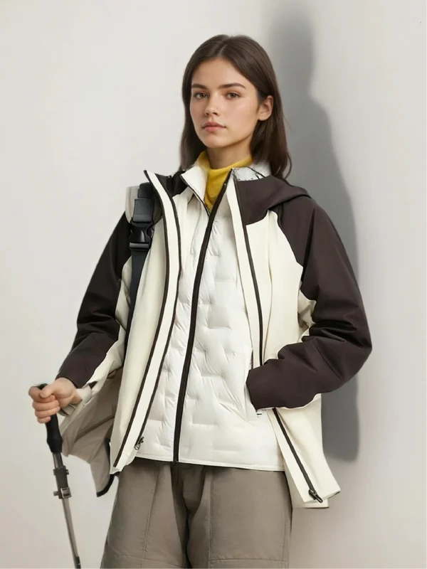 Custom Women's Down Filled Contrast Color Cropped Puffer Jacket - view 2 Custom Women's Down Filled Contrast Color Cropped Puffer Jacket - view 2