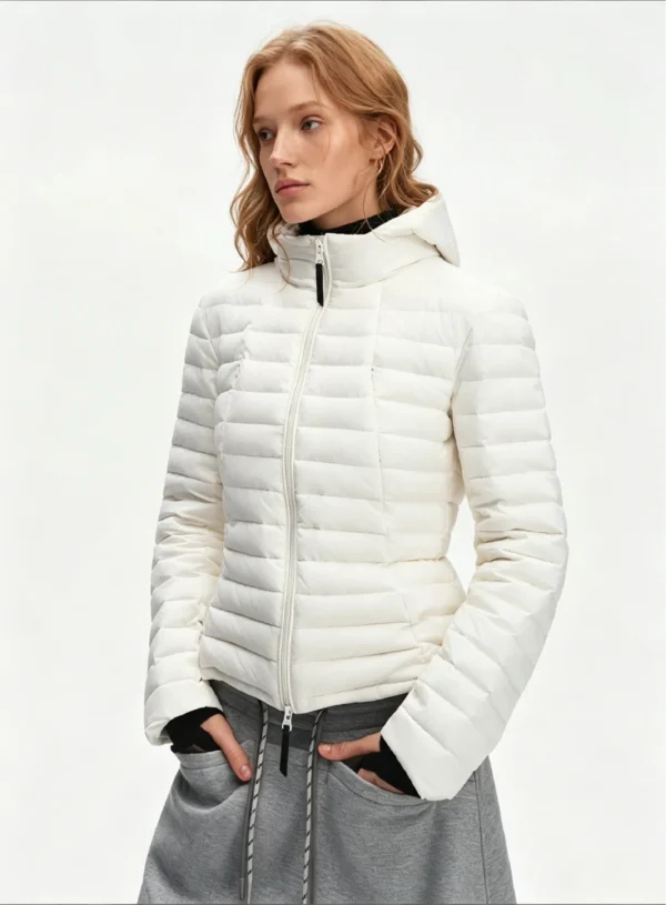 Custom Women's Down Filled Quilted Off-White Puffer Jacket Custom Women's Down Filled Quilted Off-White Puffer Jacket