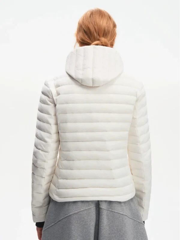 Custom Women's Down Filled Quilted Off-White Puffer Jacket - view 2 Custom Women's Down Filled Quilted Off-White Puffer Jacket - view 2