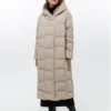 Custom Women's Down Filled Quilted Beige Puffer Jacket Custom Women's Down Filled Quilted Beige Puffer Jacket