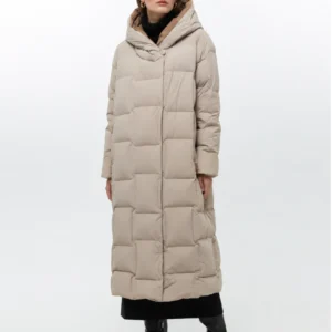 Custom Women's Down Filled Quilted Beige Puffer Jacket