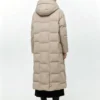 Custom Women's Down Filled Quilted Beige Puffer Jacket - view 2 Custom Women's Down Filled Quilted Beige Puffer Jacket - view 2