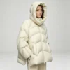 Custom Women's Cropped Oversized Cream Puffer Jacket Custom Women's Cropped Oversized Cream Puffer Jacket