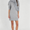 Custom Women's Merino Wool Ribbed Turtleneck Oversized Grey Sweater Dress