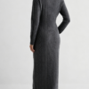 Custom Women's Lambswool Cable-Knit Crewneck Charcoal Sweater Dress - view 2 Custom Women's Lambswool Cable-Knit Crewneck Charcoal Sweater Dress - view 2