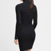 Custom Women's Merino Wool Ribbed Turtleneck Black Sweater Dress - view 2
