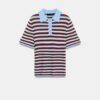 Custom Women's Wool Jacquard Knit Short-Sleeve Polo-Collar Brown Sweater - view 2
