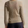 Custom Women's Merino Wool Cable-Knit Crew-Neck Khaki Sweater - view 2