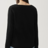 Custom Women's Merino Wool Ribbed V-Neck Black Sweater - view 2 Custom Women's Merino Wool Ribbed V-Neck Black Sweater - view 2