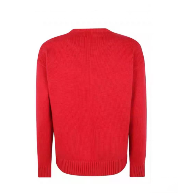 Custom Women's Lambswool Jacquard Crew-Neck Oversized Red Sweater - view 3