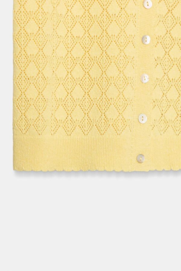 Custom Women's Merino Wool Short-Sleeve Polo-Collar Yellow Sweater - view 3