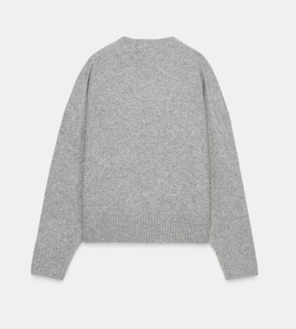Custom Women's Lambswool Ribbed Crew-Neck Oversized Grey Sweater - view 3