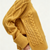 Custom Women's Lambswool Cable-Knit Turtleneck Oversized Mustard Sweater - view 3