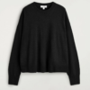 Custom Women's Cashmere Blend Ribbed Crew-Neck Oversized Black Sweater - view 4