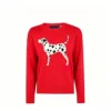 Custom Women's Lambswool Jacquard Crew-Neck Oversized Red Sweater - view 2