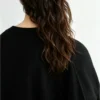 Custom Women's Cashmere Blend Ribbed Crew-Neck Oversized Black Sweater - view 3
