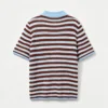 Custom Women's Wool Jacquard Knit Short-Sleeve Polo-Collar Brown Sweater - view 3