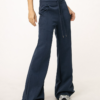 Custom Women's French Terry 400 GSM Embroidered Flared Leg Navy Sweatpants