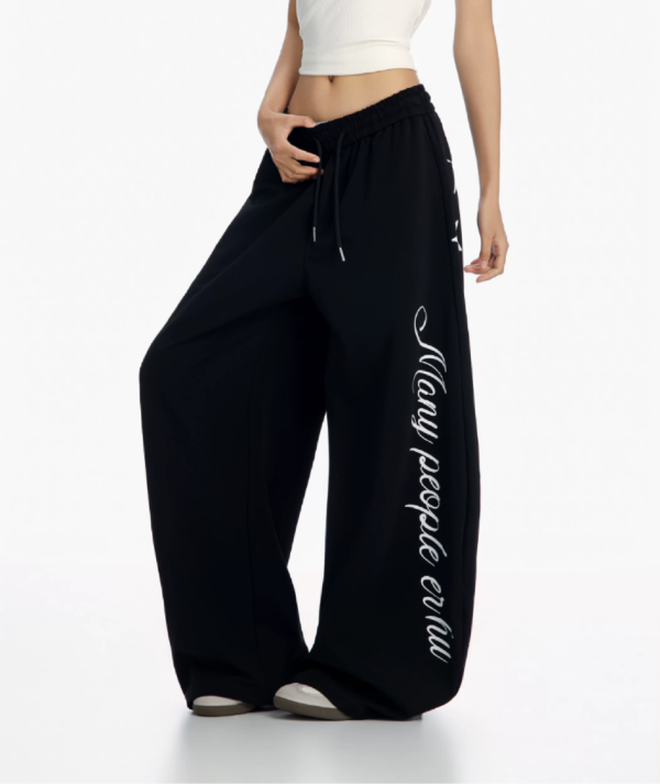 Custom Women's Heavyweight Fleece 500 GSM Plastisol Print Baggy Black Sweatpants Custom Women's Heavyweight Fleece 500 GSM Plastisol Print Baggy Black Sweatpants