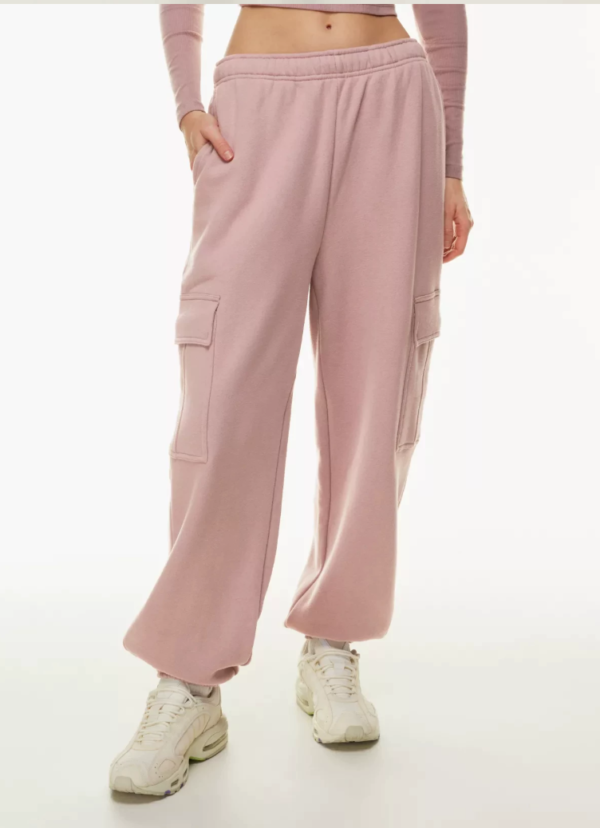 Custom Women's Cotton Poly Fleece Multiple Pockets Dusty Pink Sweatpants