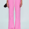 Custom Women's Organic Cotton Raw Edge Flared Leg Hot Pink Sweatpants