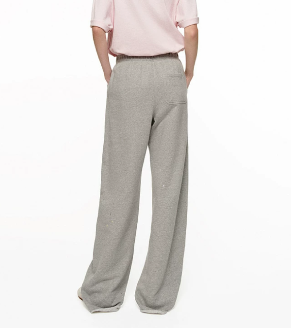 Custom Women's Organic Cotton Printed Wide-Leg Grey Sweatpants - view 2