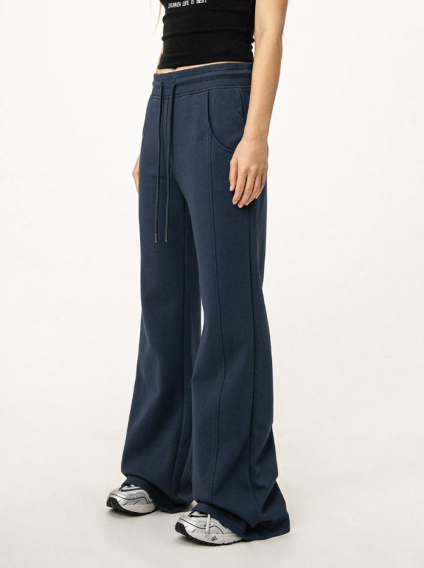 Custom Women's French Terry 400 GSM Embroidered Flared Leg Navy Sweatpants - view 2