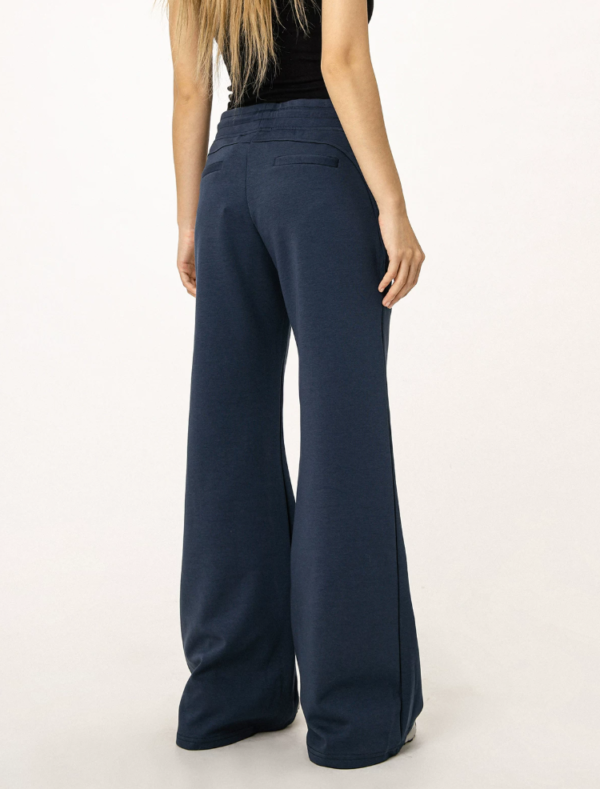 Custom Women's French Terry 400 GSM Embroidered Flared Leg Navy Sweatpants - view 3