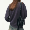 Custom Women's Heavyweight Fleece 500 GSM Rhinestones Oversized Dark Purple Sweatshirt - view 2