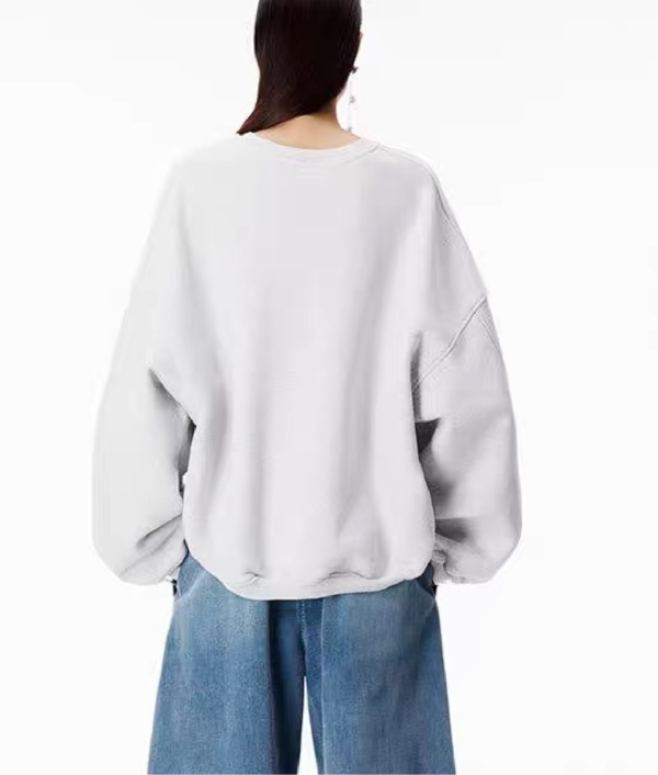 Custom Women's Organic Cotton Puff Printed Crewneck Oversized Grey Sweatshirt - view 2