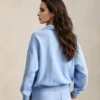 Custom Women's 400 GSM Polo-Collar Blue Sweatshirt - view 2 Custom Women's 400 GSM Polo-Collar Blue Sweatshirt - view 2
