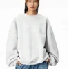 Custom Women's Organic Cotton Puff Printed Crewneck Oversized Grey Sweatshirt