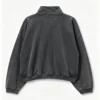 Custom Women's Cotton Acid Wash Half Zip Oversized Washed Black Sweatshirt - view 3