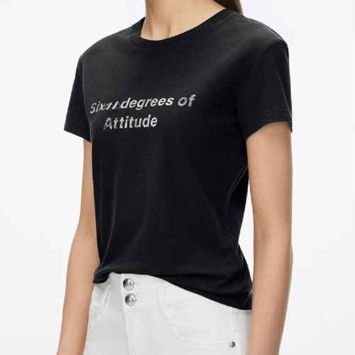 Custom Women's Slub Cotton Black T-Shirt Custom Women's Slub Cotton Black T-Shirt