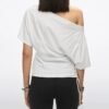 Custom Women's Organic Cotton Off Shoulder Short-Sleeve Loose Fit T-Shirt - view 2