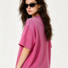Custom Women's Cotton 240 GSM Acid Wash Distressed Pink T-Shirt - view 2