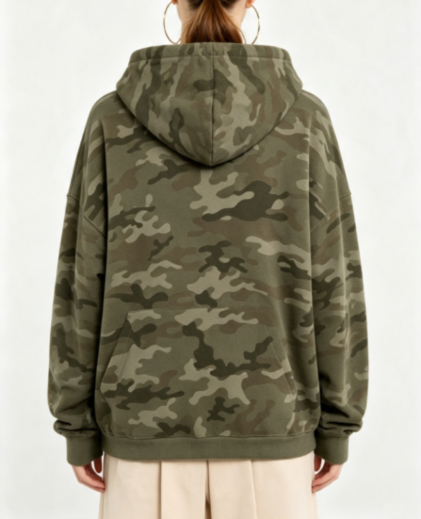 Custom Women's Olive Camouflage Print Oversized Hoodie - view 2