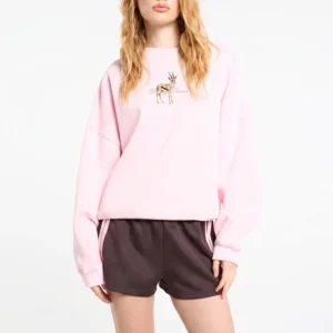 Custom Women's Digital Graphic Print Pink Crew-Neck Sweatshirt