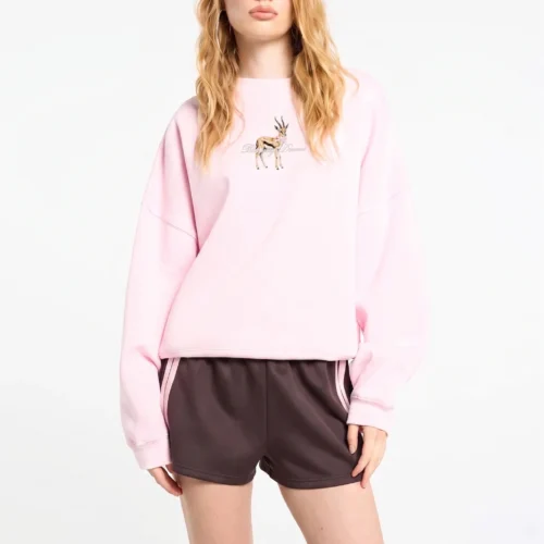 Custom Women's Digital Graphic Print Pink Crew-Neck Sweatshirt