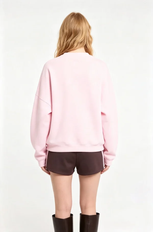 Custom Women's Digital Graphic Print Pink Crew-Neck Sweatshirt - view 2 Custom Women's Digital Graphic Print Pink Crew-Neck Sweatshirt - view 2